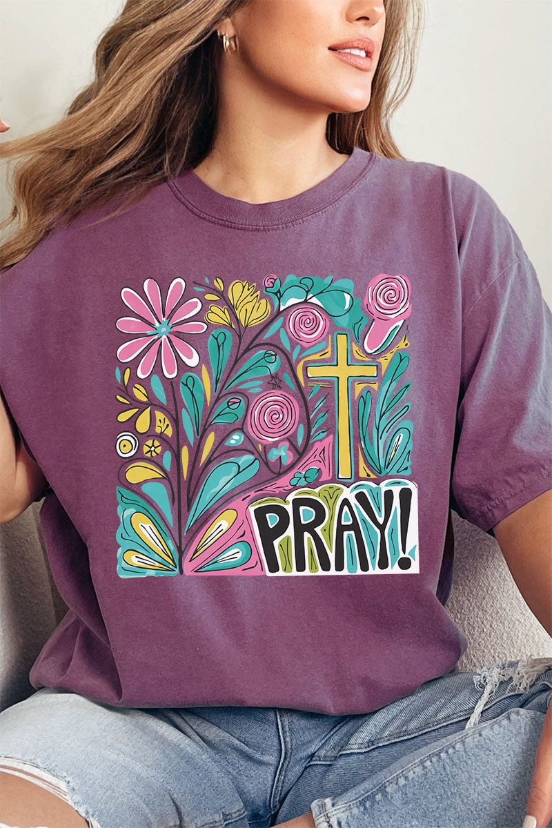 Boho Doodle Pray Comfort Colors Adult Ring-Spun Cotton Tee