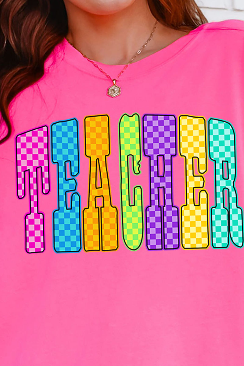 Checkered Glow Teacher Comfort Colors Adult Ring-Spun Cotton Tee