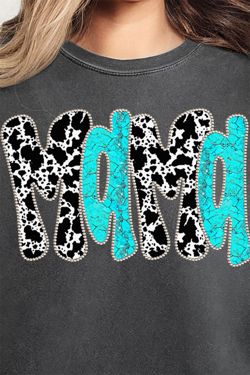 Faux Rhinestone Western Mama Comfort Colors Adult Ring-Spun Cotton Tee