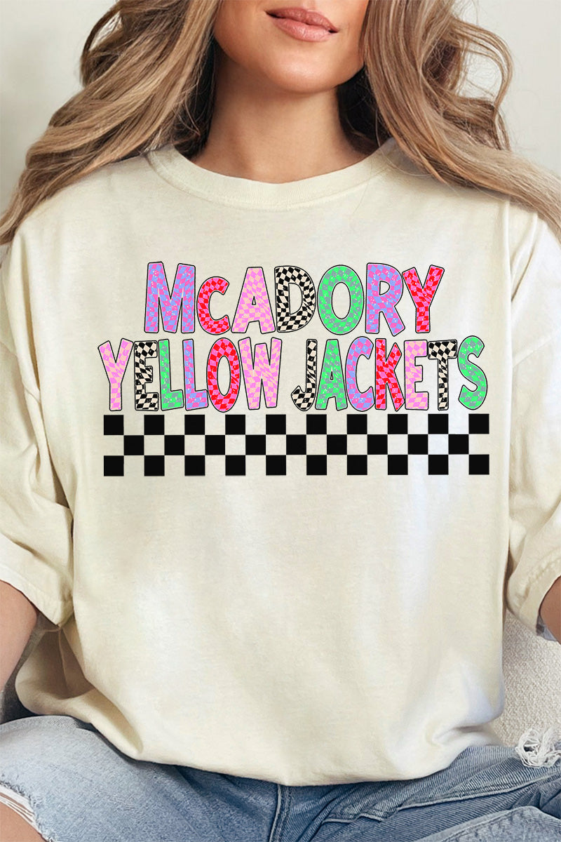 McAdory Yellow Jackets Checkered School & Mascot Comfort Colors Adult Ring-Spun Cotton Tee