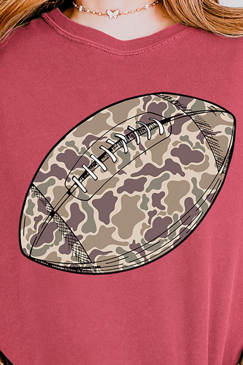 Old School Camo Football Comfort Colors Adult Ring-Spun Cotton Tee