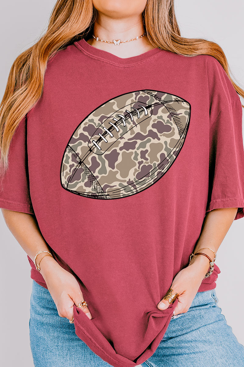 Old School Camo Football Comfort Colors Adult Ring-Spun Cotton Tee