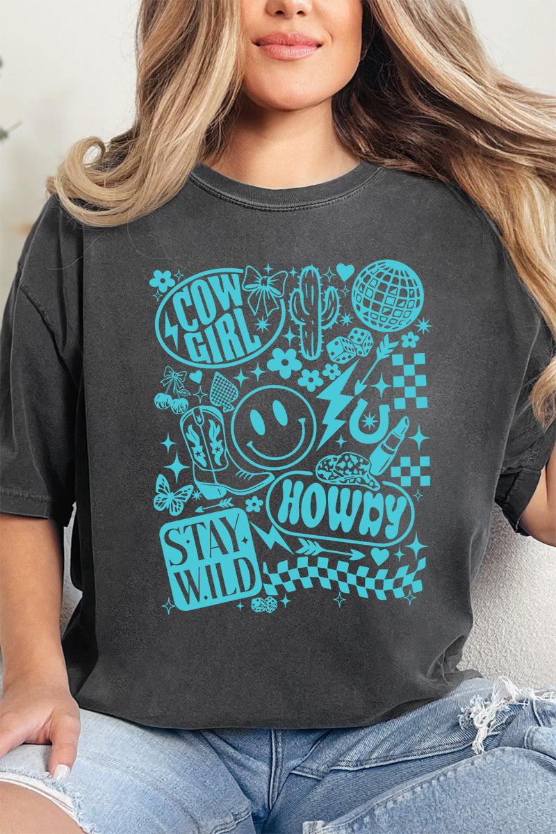 Turquoise Western Collage Comfort Colors Adult Ring-Spun Cotton Tee