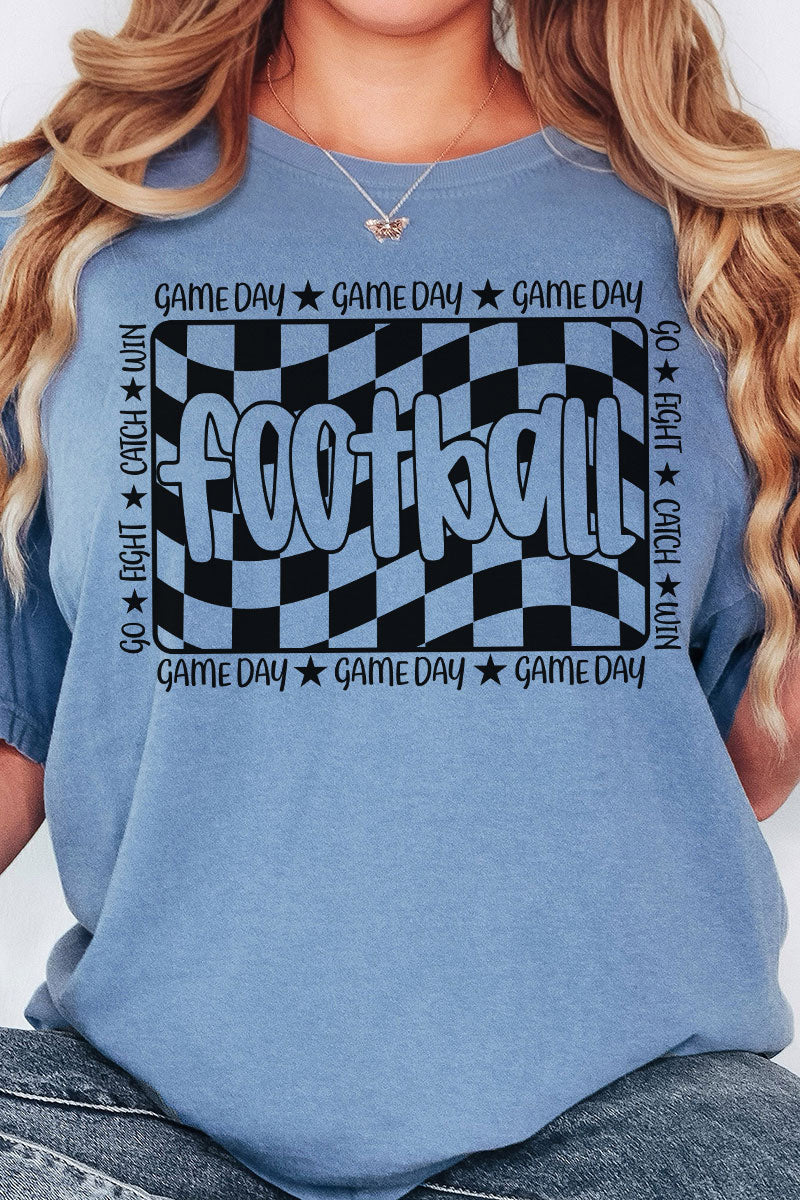 Wavy Checkered Football Comfort Colors Adult Ring-Spun Cotton Tee