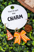 Orange & White Go Team Cheer Charm Set