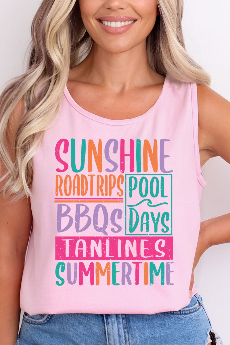 Colorful Summertime Comfort Colors Cotton Tank Top