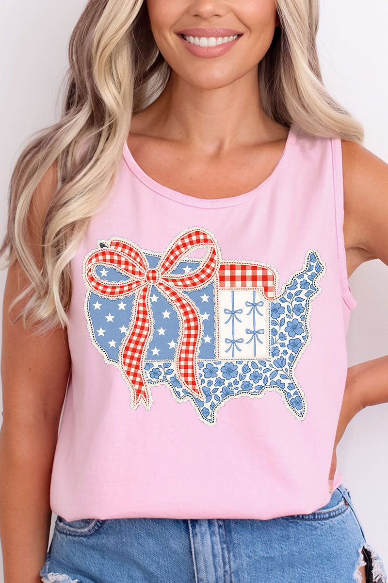 Lacy American Flag Comfort Colors Cotton Tank Top