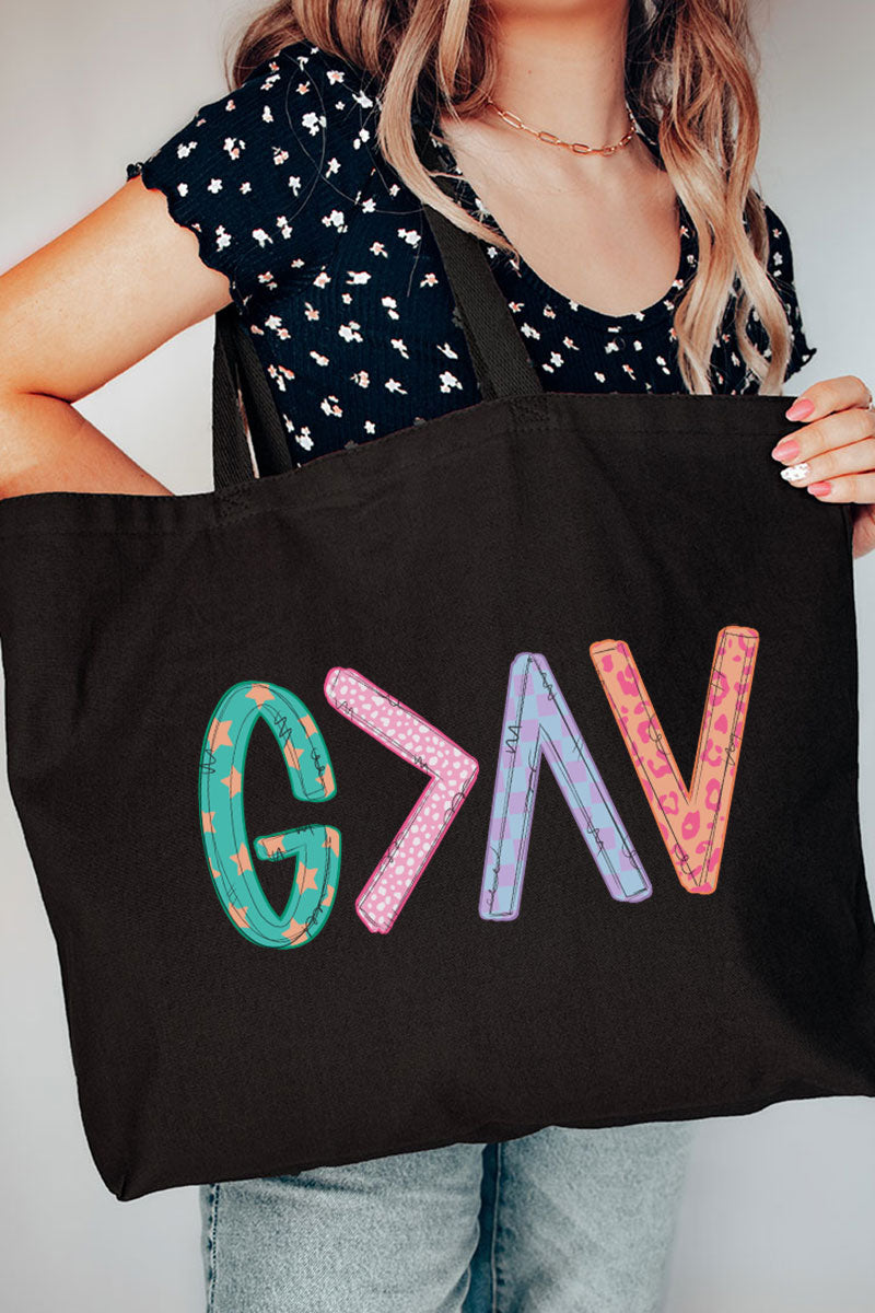 God Is Greater Canvas Jumbo Tote