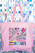 Inspire, Educate, Motivate Canvas Jumbo Tote